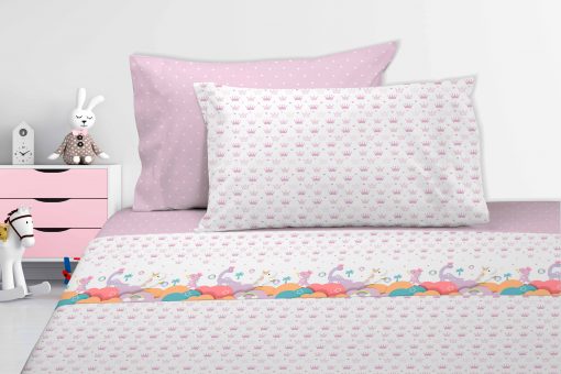 Juego de sábanas unicornio: Encimera, bajera ajustable y funda de almohada Para cama de 90 cm Mejor calidad a bajo precio