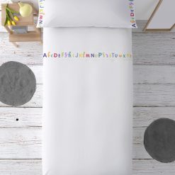 Juego de sábanas ABC: Encimera, bajera ajustable y funda de almohada de algodón Para cama de 90 cm Mejor calidad a bajo precio