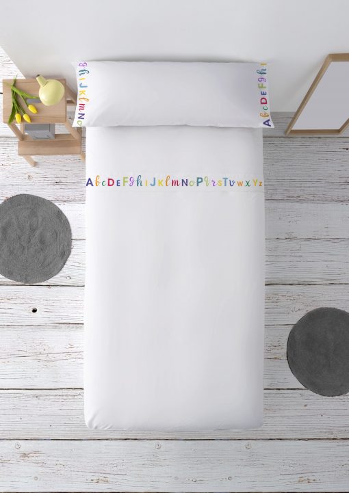 Juego de sábanas ABC: Encimera, bajera ajustable y funda de almohada de algodón Para cama de 90 cm Mejor calidad a bajo precio